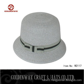 custom Paper Braid Bucket Hat with band can print logo for ladies